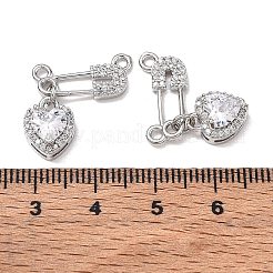 Brass Micro Pave Clear Cubic Zirconia Pendants&nbsp;CU-CBA3371-14P
