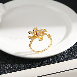 Rotating Brass Micro Pave Cubic Zirconia Cuff Rings&nbsp;FS-WGABA94-01