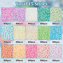 15 Stytles 12000 Pcs Glass Seed Beads&nbsp;SEED-HY0001-17C
