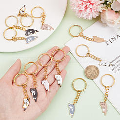 12Pcs 6 Colors Cute Cat Alloy Enamel Charm Keychains&nbsp;KEYC-PH01512