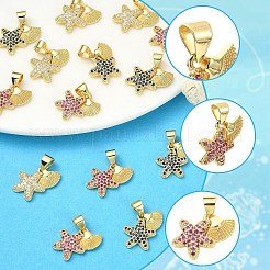 3Pcs 3 Colors Brass Micro Pave Cubic Zirconia Charms&nbsp;KK-YW0004-48