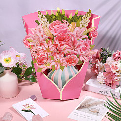 DIY Paper Flower Bouquet Greeting Card Sets&nbsp;AJEW-WH0455-197B