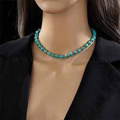 Resin Diagonal Cube Beaded Necklaces for Women&nbsp;WG284A3-01
