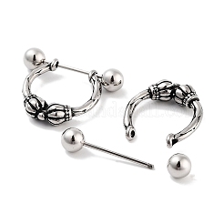 Crown 316 Surgical Stainless Steel Shield Barbell Hoop Earrings&nbsp;EJEW-Z050-53AS