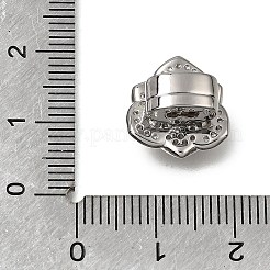 Brass Micro Pave Clear Cubic Zirconia Slide Charms&nbsp;CU-CBA4292-01P