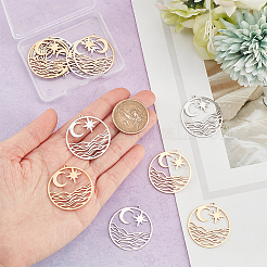 12Pcs 2 Colors 201 Stainless Steel Pendants&nbsp;STAS-DC0012-17