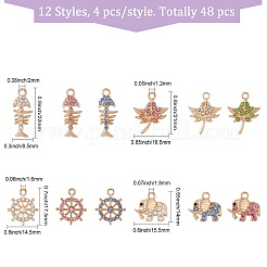 48Pcs 12 Styles Rack Plating Eco-friendly Alloy Rhinestone Pendants&nbsp;FIND-CA0007-95