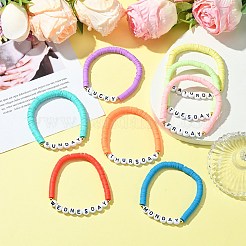 8Pcs 8 Colors Polymer Clay Beaded Stretch Bracelets&nbsp;BJEW-SW00146