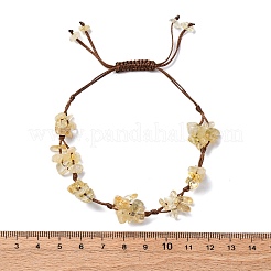 Adjustable Natural Yellow Quartz Braided Bead Bracelets for Women&nbsp;BJEW-U035-02J