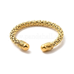 Ion Plating(IP) 304 Stainless Steel Popcorn Chain Open Cuff Bangle&nbsp;BJEW-P283-11G