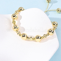 Brass Round Beads Slider Bracelets for Women&nbsp;LS-BJEW-D357-06B-G