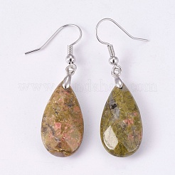 Natural Unakite Dangle Earrings&nbsp;EJEW-P150-A06