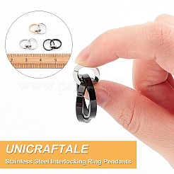 3Pcs 3 Color 304 Stainless Steel Interlocking Ring Pendants&nbsp;STAS-UN0032-56