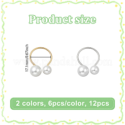12Pcs 2 Colors Resin Imitation Pearl Finger Rings&nbsp;RJEW-GO0001-07