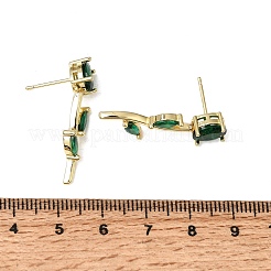 Brass Micro Pave Cubic Zirconia Stud Earrings&nbsp;KK-CBA8324-20G-02