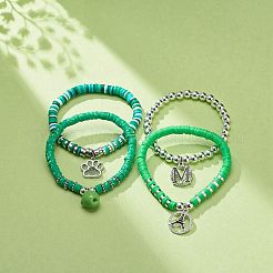 Handmade Polymer Clay Heishi Stretch Bracelet Sets&nbsp;BJEW-JB08767