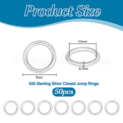 50Pcs 925 Sterling Silver Soldered Closed Jump Rings&nbsp;STER-PH0004-26