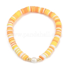 4Pcs 4 Colors Handmade Polymer Clay Heishi & Shell Pearl Beaded Stretch Bracelets for Women&nbsp;BJEW-JB12273