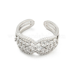 Brass Micro Pave Cubic Zirconia Cuff Rings&nbsp;RJEW-I103-046P