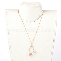 Eco-Friendly Glass Pearl & Glass Beads Pendant Necklaces&nbsp;NJEW-JN02622-02
