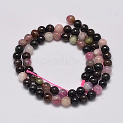 Round Natural Multicolor Tourmaline Beads Strands&nbsp;G-K068-13-6mm