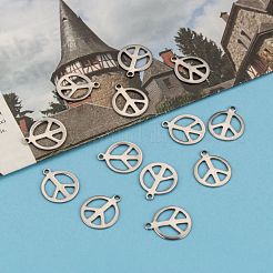 Tarnish Resistant Peace Sign 201 Stainless Steel Pendants&nbsp;STAS-R071-20