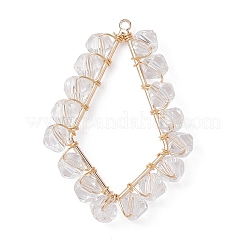 5Pcs 5 Style Brass with Glass Beads Pendants&nbsp;PALLOY-JF02262