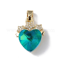 Real 18K Gold Plated Rack Plating Brass Micro Pave Clear Cubic Zirconia Pendants&nbsp;KK-C015-08G