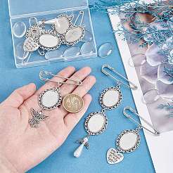DIY Blank Oval Tibetan Charms Brooches Making Kit&nbsp;JEWB-AR00001