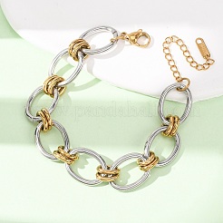 Two Tone 304 Stainless Steel Link Chain Bracelets for Women&nbsp;SA-CBA7B26-05GP-02