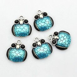 Antique Silver Tone Alloy Rhinestone Enamel Bird Pendants&nbsp;ENAM-J512-04AS