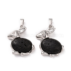 Natural Lava Rock Bunny Pendants&nbsp;G-E422-19P