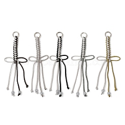 5Pcs 5 Colors Polyester Cord Knitting Bowknot Pendant Decorations&nbsp;HJEW-JM04336