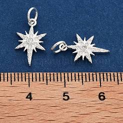 925 Sterling Silver Micro Pave Clear Cubic Zirconia Star Charms with Jump Rings&nbsp;STER-K181-06S