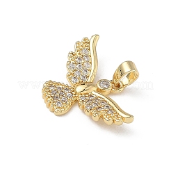 Brass Micro Pave Clear Cubic Zirconia Pendants&nbsp;KK-F924-10G