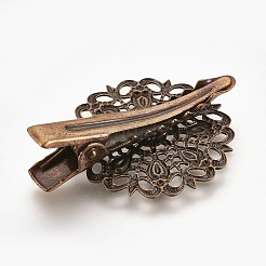 Vintage Hair Accessories Iron Alligator Hair Clip Findings&nbsp;MAK-WH0002-01AB