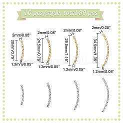 80Pcs 8 Style Rack Plating Brass Curved Tube Beads&nbsp;KK-BC0009-13