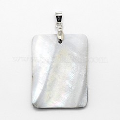 Brass Paua Shell Rectangle Pendants&nbsp;SSHEL-F0006-59