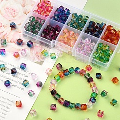 250Pcs 10 Colors Two Tone Transparent Spray Painted Acrylic Beads&nbsp;ACRP-CJ0001-03