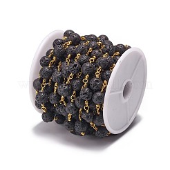 Handmade Natural Lava Rock Beaded Chains&nbsp;CHC-F007-03-6mm