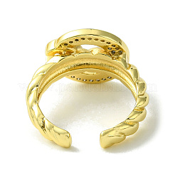 Brass Micro Pave Cubic Zirconia Open Cuff Rings&nbsp;RJEW-K256-29G