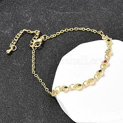 Brass Micro Pave Cubic Zirconia Link Bracelets&nbsp;BJEW-H639-10G