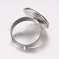 Tarnish Resistant Adjustable 304 Stainless Steel Finger Rings Components&nbsp;STAS-I097-037C-P