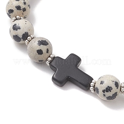 Natural Dalmatian Jasper & Synthetic Turquoise Beads Bracelets&nbsp;BJEW-JB13232