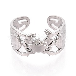 304 Stainless Steel Cuff Open Rings for Women&nbsp;RJEW-N052-17P