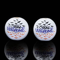 Halloween Printed Natural Wood Beads&nbsp;X-WOOD-S057-091