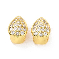 Eco-friendly Rack Plating Brass Micro Pave Cubic Zirconia Slide Charms&nbsp;KK-F843-29G