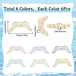 36Pcs 6 Colors Transparent Acrylic Round Beads&nbsp;MACR-SC0001-47