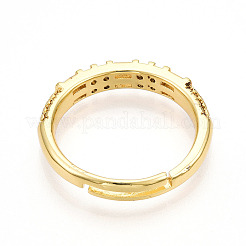 Brass Micro Pave Clear Cubic Zirconia Cuff Rings for Women&nbsp;KK-T070-116