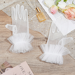 Polyester Lace Gloves for Bride&nbsp;AJEW-WH0609-862B
